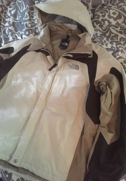 Men’s The North Face Beige Brown Hyvent Jacket Puffy Ski Coat Large L Retail $200