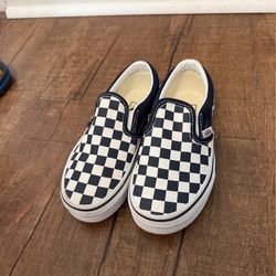 Vans Kids Checkered Slip On Navy Blue