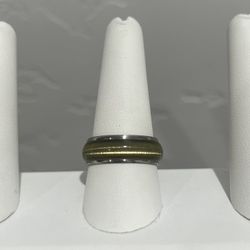 Sz 10 Stainless Steel Tigers Eye Mens Ring