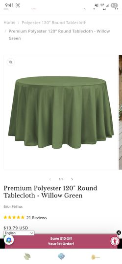 Willow Green Round 120" Event Tablecloths from CV Linens