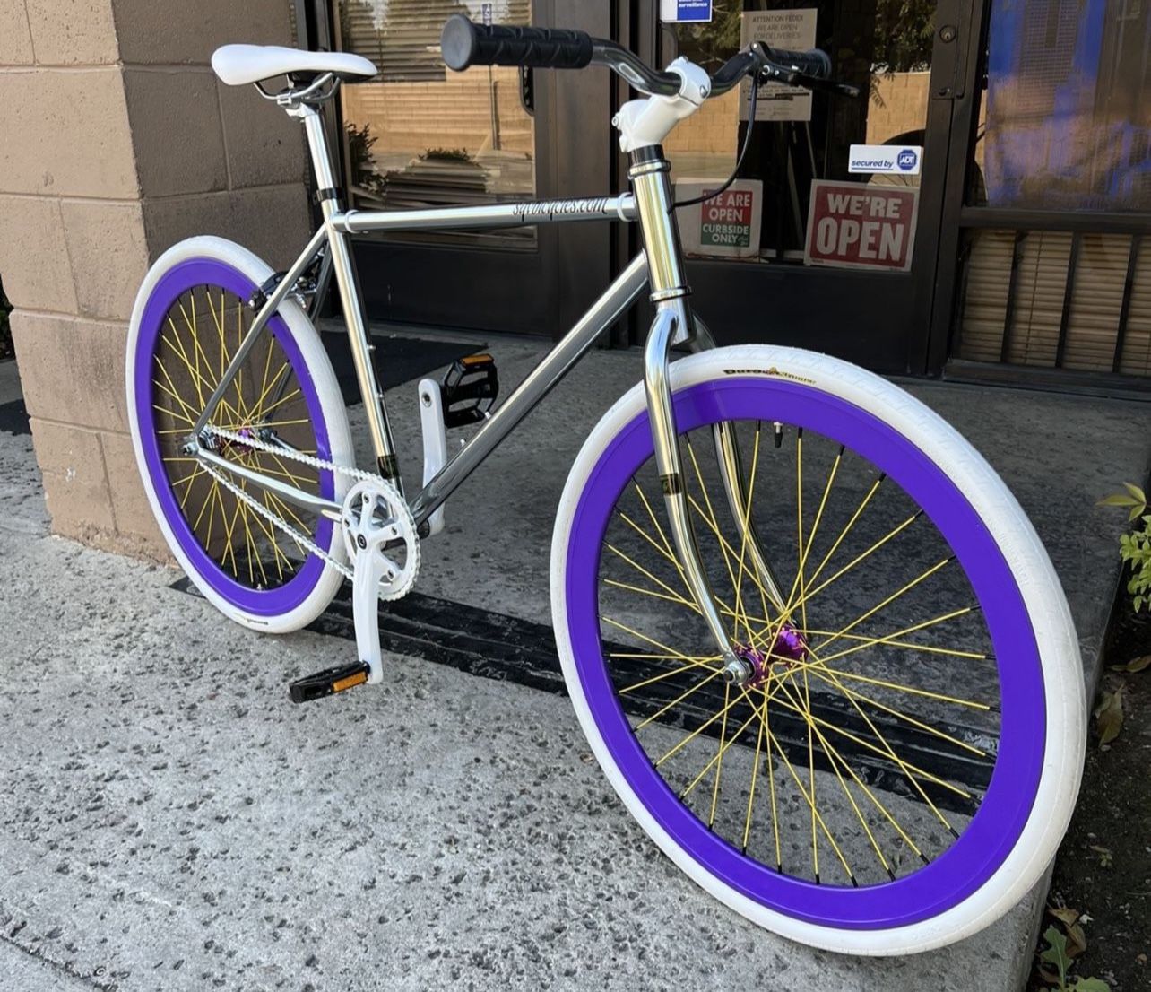 Sgvbicycles Custom Fixed Gear Single Speed Bike 42cm Chrome /Purple custom built