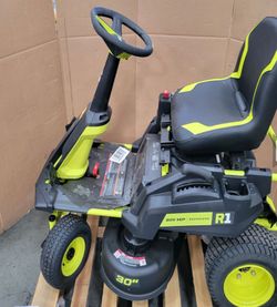 RYOBI R1 80V HP Brushless Lithium Battery Cordless Electric 30 in. Riding Lawn Mower with 10 Ah Battery and Charger