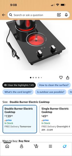 Nafewin 2 burner electric cooktop