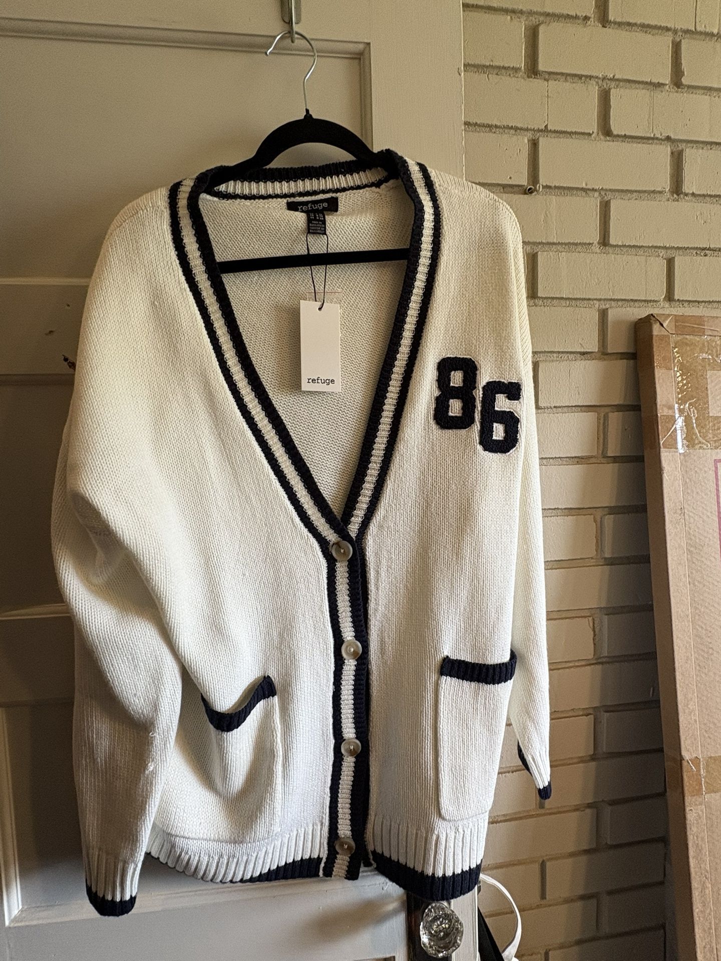 Cream Varsity Style Cardigan