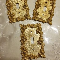 Gorgeous Vintage Floral Ornamental Gold Plated Brass
Switch Cover Plate
