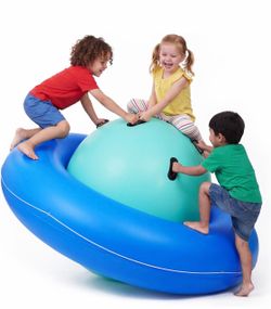 Inflatable Dome Rocker Bouncer for Kids Ages 5+ for Backyard & Pool 82" Balance Bounce Dome Rocker, 6 Handles & Full-Circle Safety Rope, Climb Roll Pl