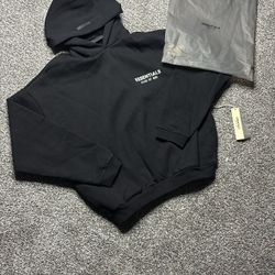 Essentials Black Hoodie (White) GREAT DEAL
