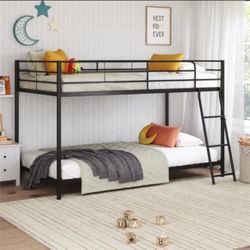 DHP Junior Twin over Twin Metal Bunk Bed, Black