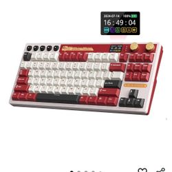 RK ROYAL KLUDGE M87 Wireless Gaming Keyboard with Screen and Dual Knob, 75% Percent 2.4Ghz/Bluetooth/USB-C Mechanical Keyboard with Gasket Structure, 