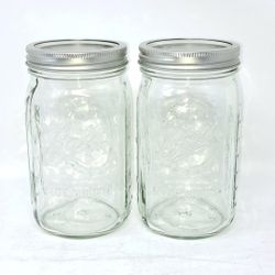 Regular Mouth Mason Jars 32 oz - (2 Pack) Ball 32-Ounces Quart with White M.E.M