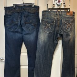 Vintage Y2K Artful Dodger Jeans Mens 38 Blue Baggy Embroidered Dagger Faded & Blac Label Size 40 