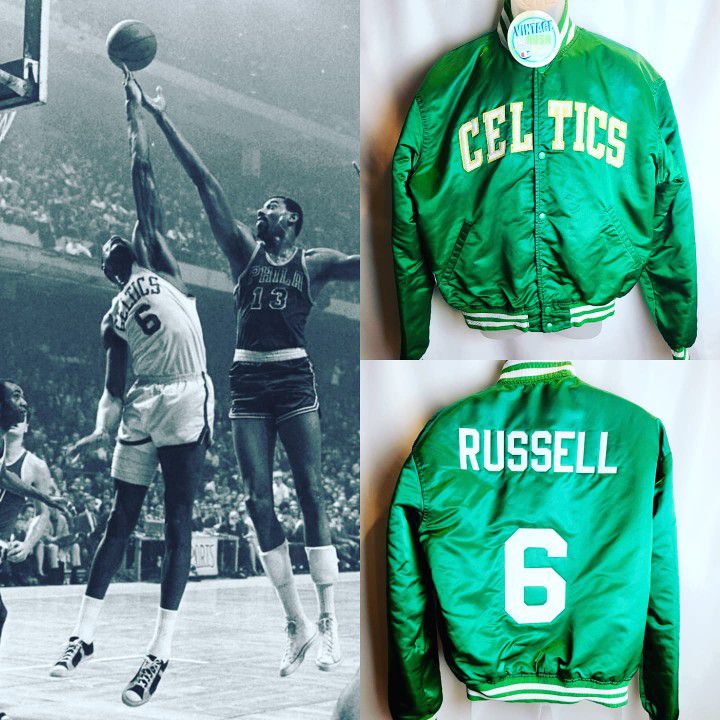 Starter Celtics Satin Russell Jersey Sand Knit Nike Bird Jordan Redsox Patriots 