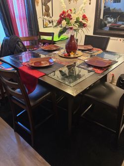 High Brown 8 Chair Dining Table