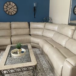 Cream Colored Recliner Sectional 