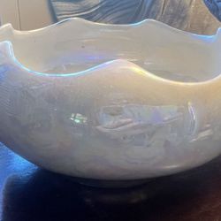 ✨ Antique Opaline Iridescent Ceramic Bowl with Gold Rim | Heirloom ✨