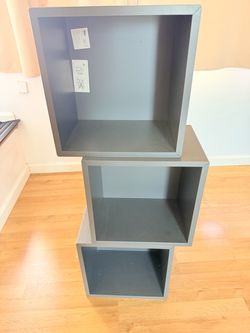 Gray Wall-Mount Shadow Box Shelves Set of 3