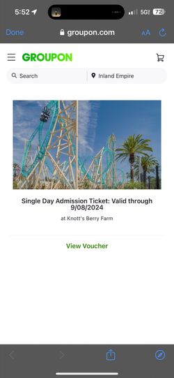 KNOTTS BERRY FARM TICKET EXPIRES 9/8
