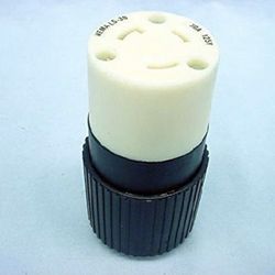 Bryant Electric 70530NC Industrial Grade Locking Connector, 2-Pole, 3-Wire, Nema L5-3OR, 30 Amp, 125V, Black/White