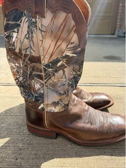 Justin Bent Rail Cowboy Boots Men’s 9.5 Distressed Camo Brown
