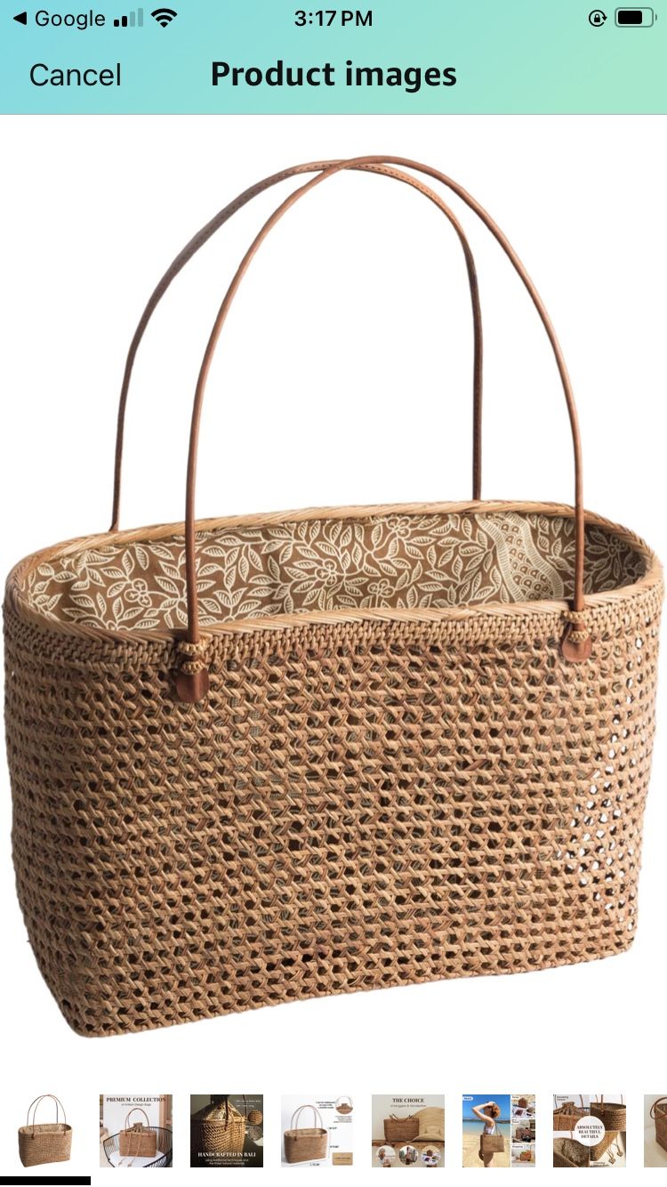 Handmade Tote Bag from Bali - Brown Beach Bags for Women - Beach Tote Bag