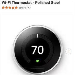 Nest Learning Thermostat - Smart Wi-Fi Thermostat - Polished Steel