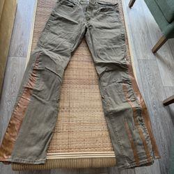 Jeans With Leather Size 32 