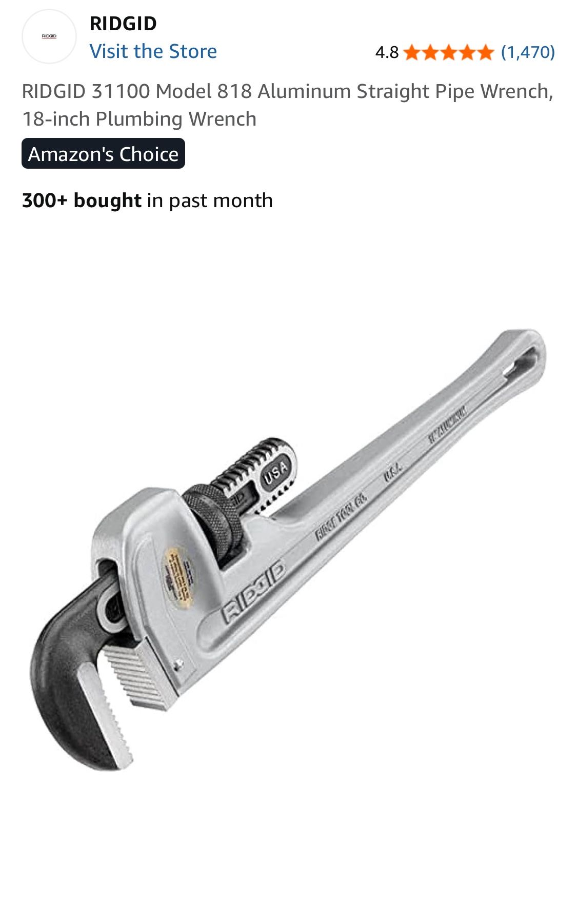 RIDGID Aluminum 18” Wrench