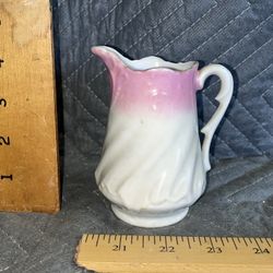 Pink & White Vintage Porcelain Pitcher 