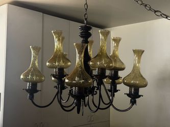 Antique hurricane bulb chandelier