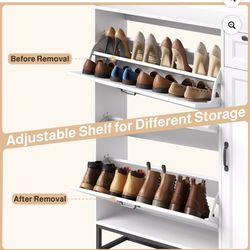 Topcobe Shoe Cabinet, Storage Cabinets with Shelves, Storage Organizer, Modern Furniture for Indoor Living Room, Bedroom, Space-saving, White