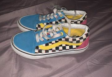 Vans checkerboard multi colored size 3 kids