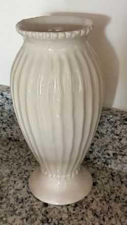 White Ceramic Ribbed Vase