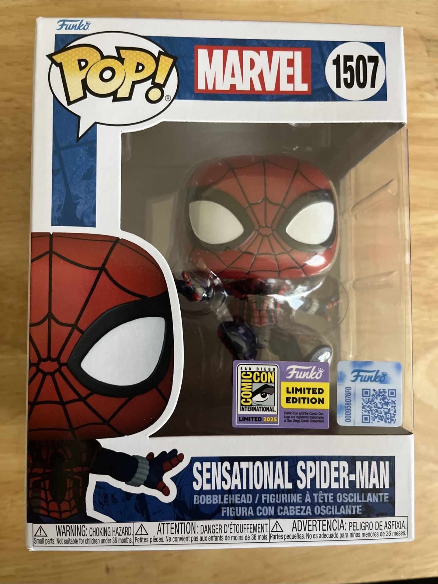SDCC 2025 FUNKO POP! SENSATIONAL SPIDER-MAN OFFICIAL STICKER 1507 In Protector