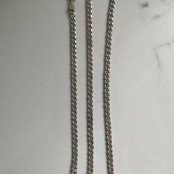 Solid 925 Sterling Silver 3MM Miami Cuban Link Chain Necklace Stacking Necklace