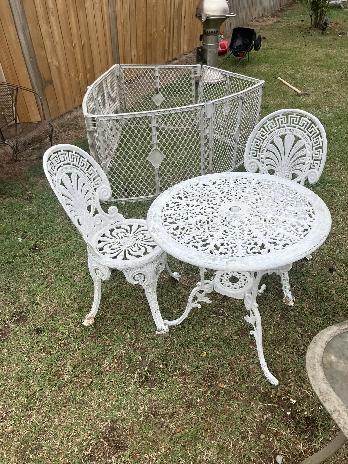 Vintage Iron Chair And Table Set