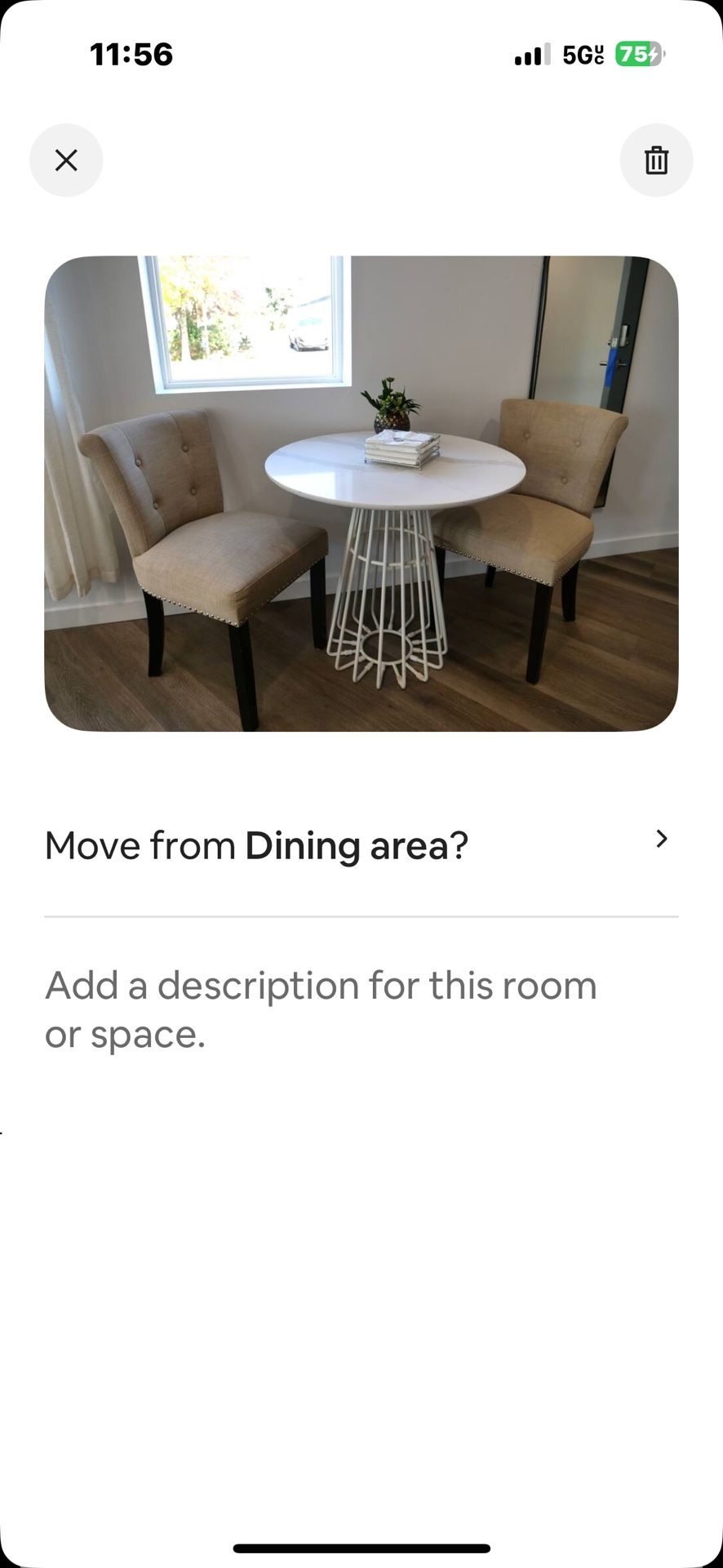 Round table and two chairs