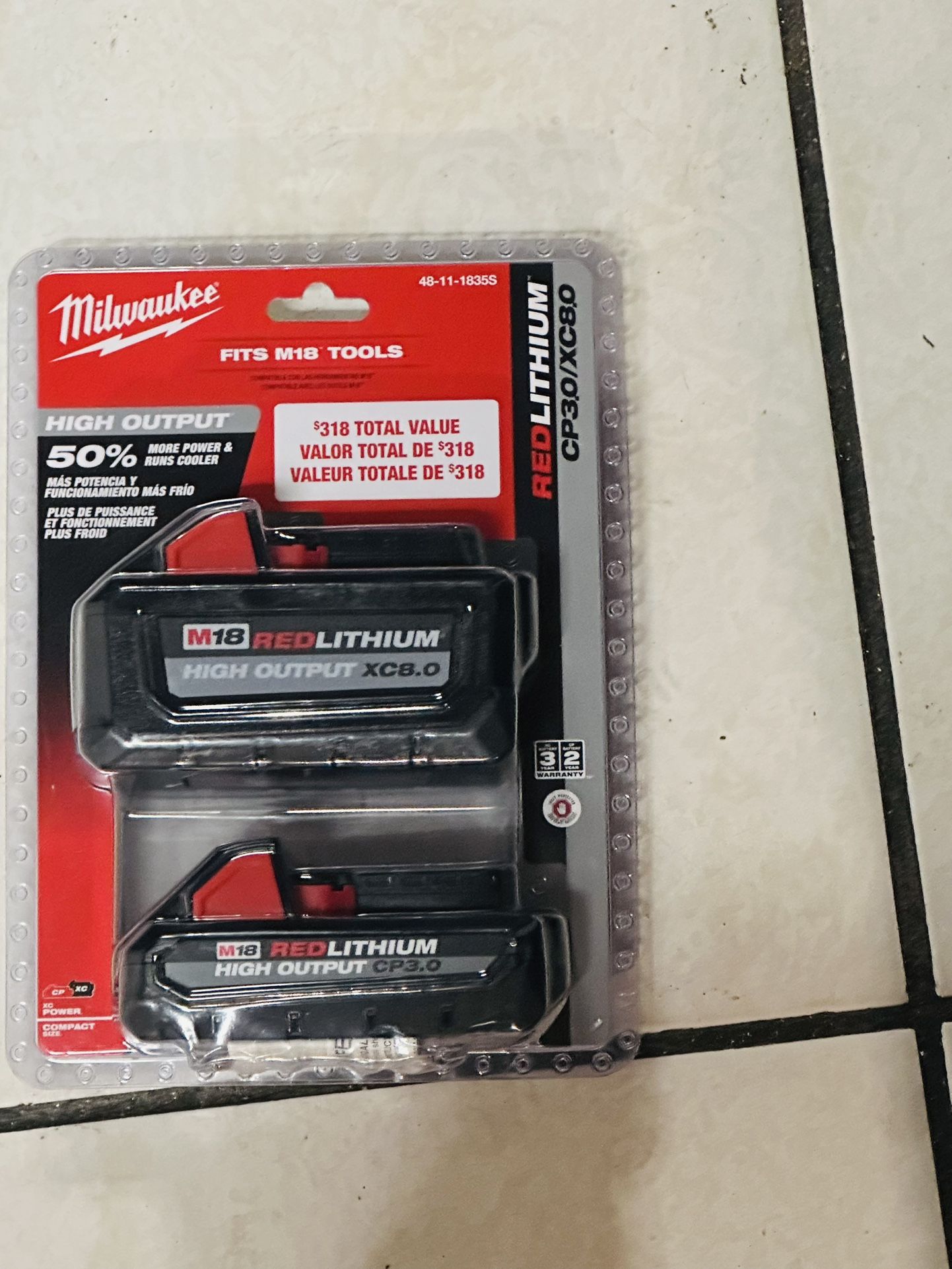 Milwaukee batteries 8.0 and 3.0