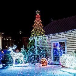 Lomotech RGB Changing Christmas Tree Lights – 3m 404 LEDs with 18cm Top, Waterproof Remote Control, Iron Pole, Holiday Tree Lights for Outdoor Christm