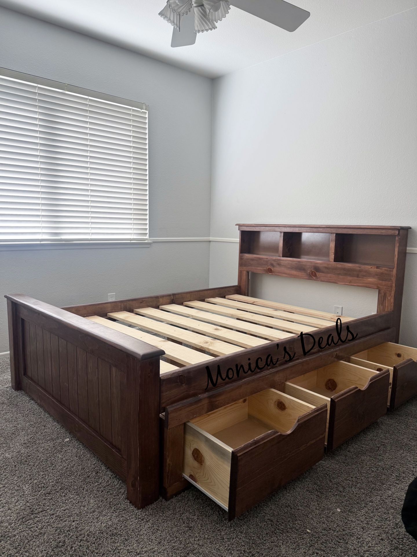 Full Solid Wood Bed Frame With 3 Drawers $500
