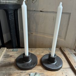 Ilea Tapered Ceramic Candlestick Holders With Candles