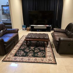 leather couches and center table