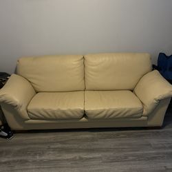 Italian Leather Cream Couch