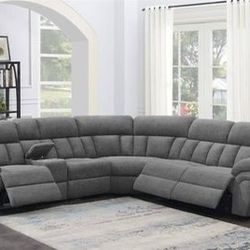 Brand New 6 PC Cool Grey Motion Sectional