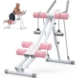 Merach Dual Track Adjustable Ab Trainer Machine with LCD Monitor, Core & Waist S,NEW