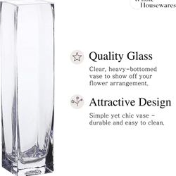 Mini Clear Glass Tall Square Block Vase Set of 6 (1.5X5inch)