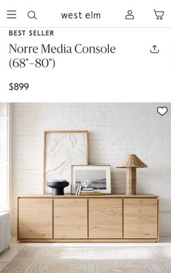 Norre West Elm Blonde Oak Media Console 80”