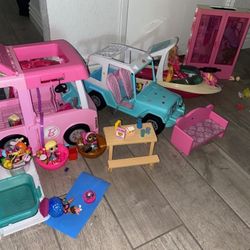 Barbie Play set Yatch, Dream Camper And Jeep