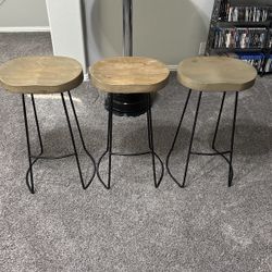 Rustic Grey Wash Saddle Bar Stools