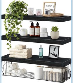 New!✨ 3 pc black shelf set with wire shelf