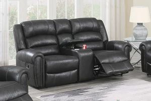 Brand New Black Or Brown Leather-Like Power Reclining Loveseat + Built in USB Port + Console + Cup Holder (78.1"x 39.0" x 40.9"H)